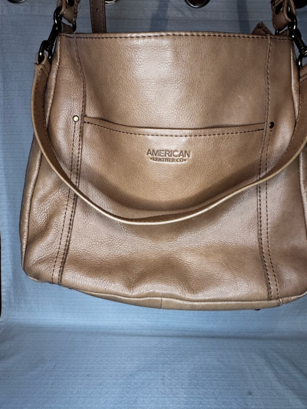 Vintage American Leather Co Crossbody Bag Brown Leather Purse Adjustable Strap - Picture 2 of 12